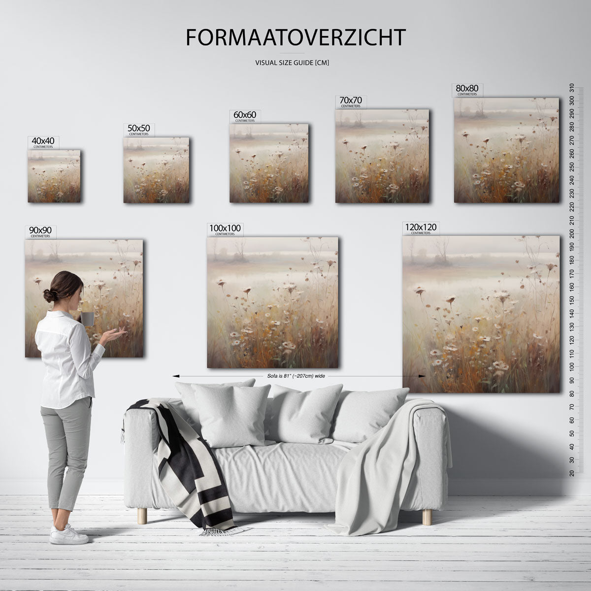 Wilde bloemen – vierkante muurposter met kleurrijke vormen