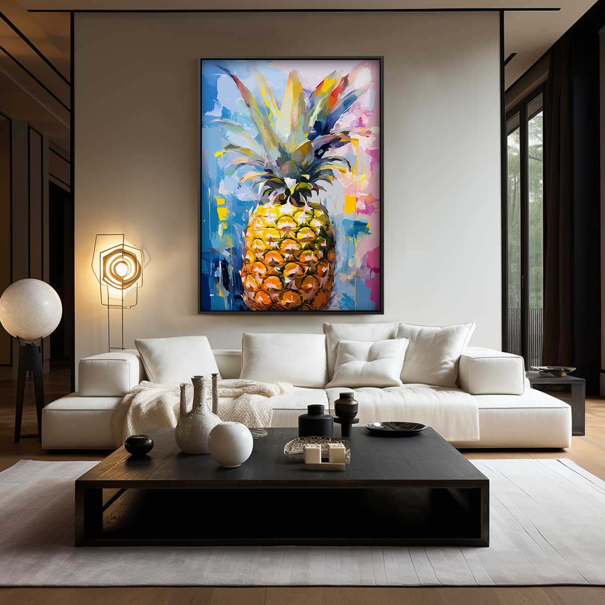 Tropische Ananas Expressie – kunstwerk met zwarte baklijst