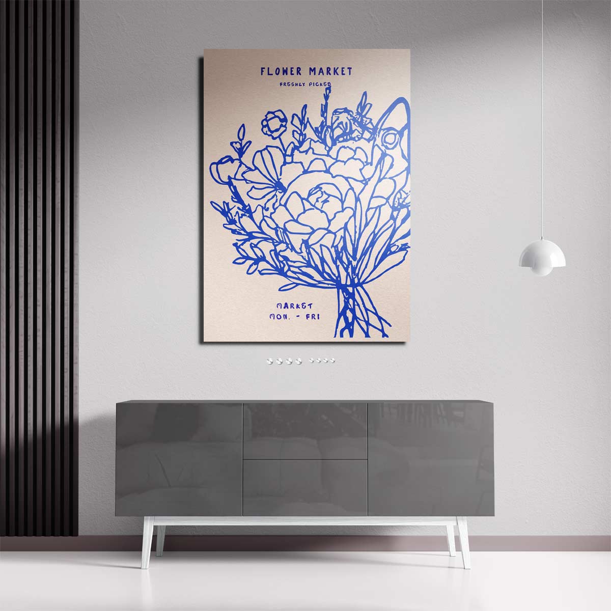 Bloemenmarkt Elegantie – staande wandkunst voor woonkamer of interieur