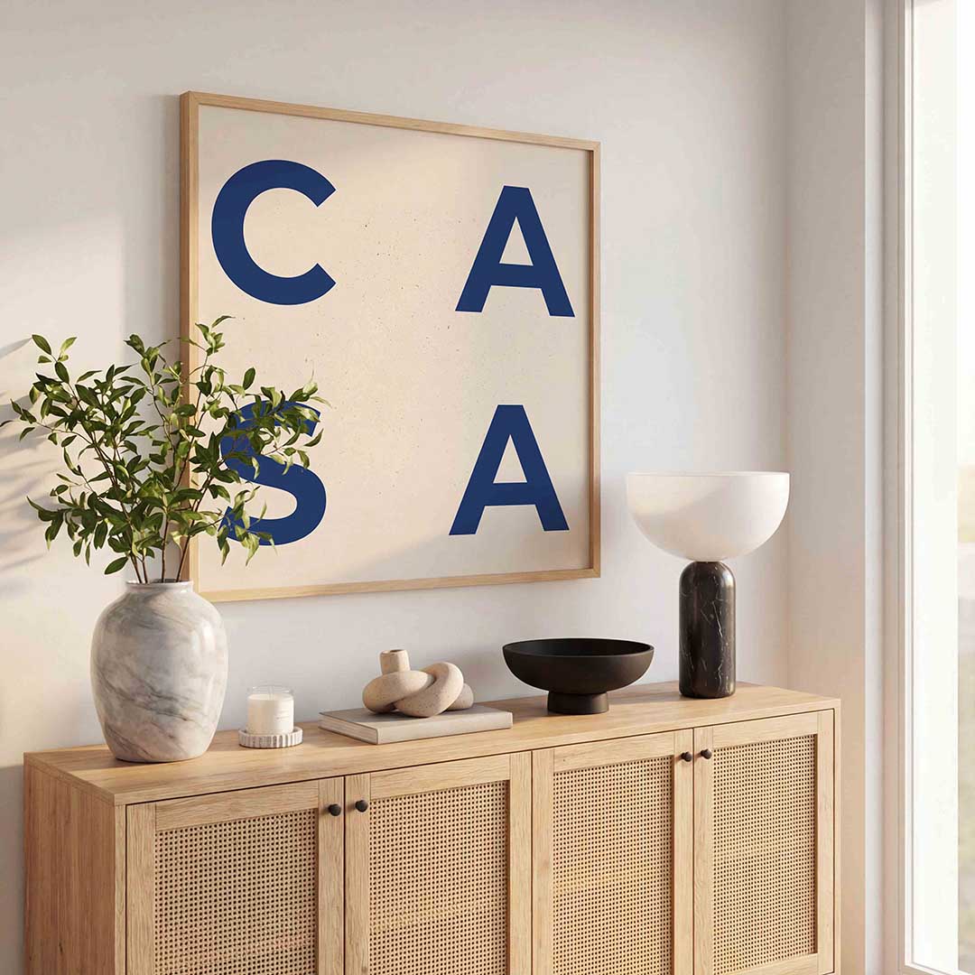 Casa letters – kleurrijke poster in vierkant formaat