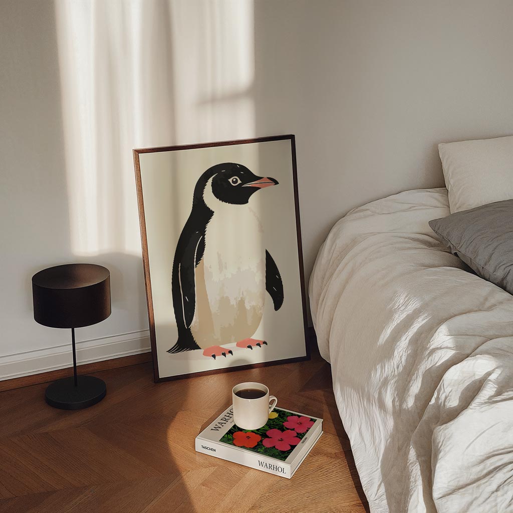 Schattige Pinguïn Illustratie – staande kinderkamer wanddecoratie van WallArtistic