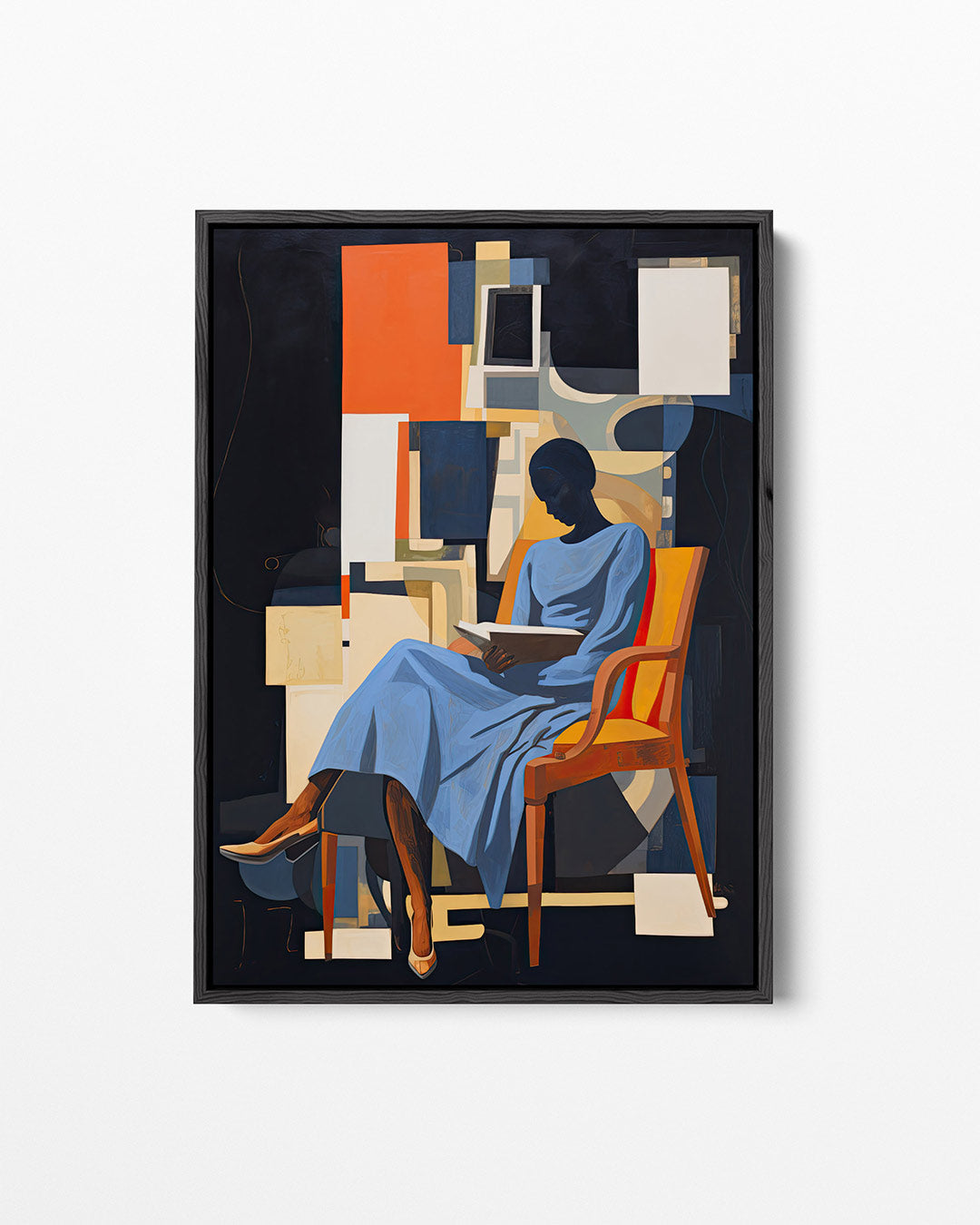Geometrische figuur met lezer – staand wanddecoratie kunstwerk