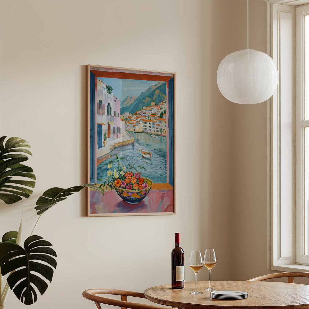 Venster naar de Middellandse Zee – staande Popart wanddecoratie van WallArtistic