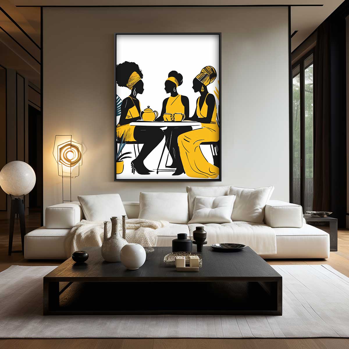 Gezellig Koffieklets Tafereel – staand kunstwerk voor modern interieur