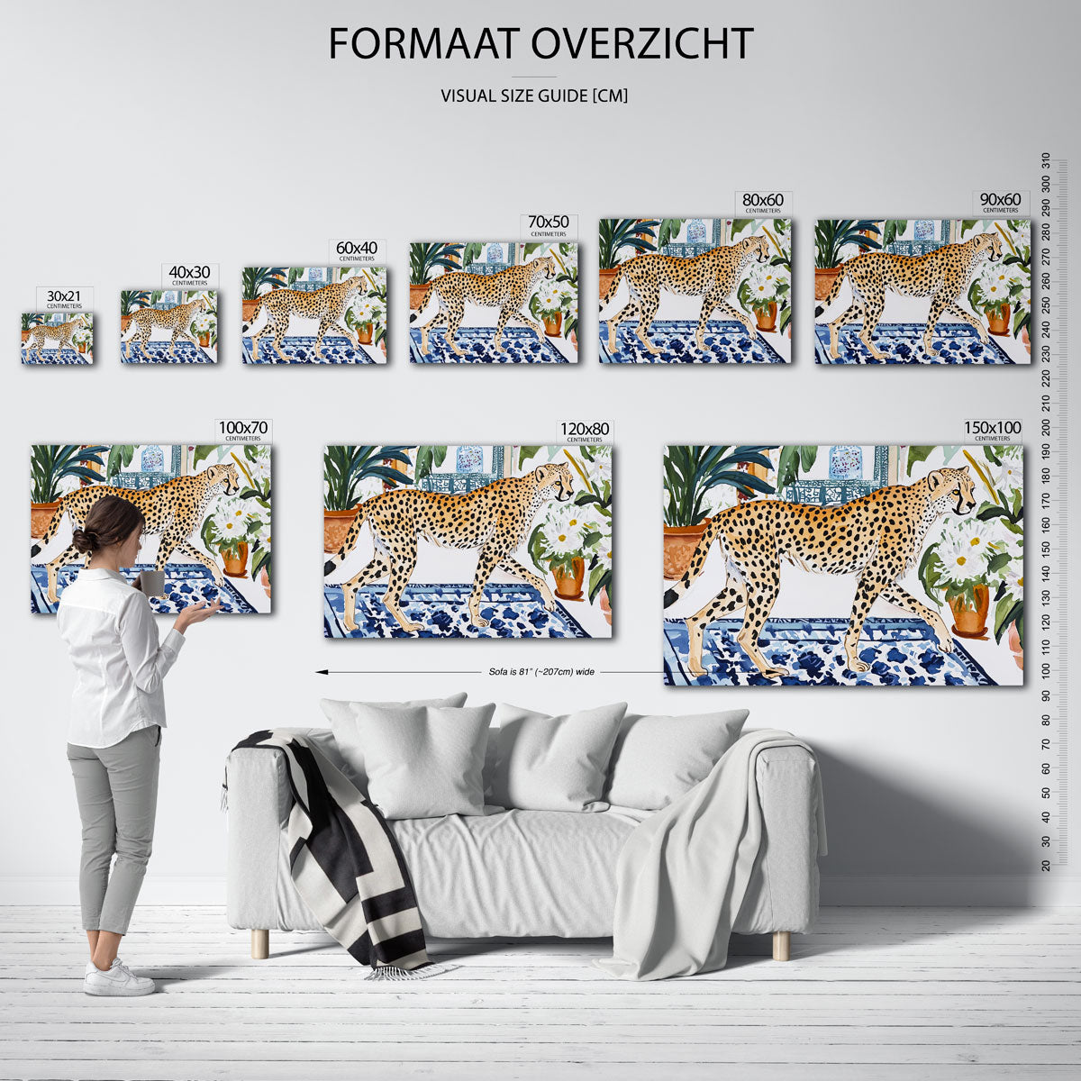 Luipaard en planten – liggende muurposter met dierenthema