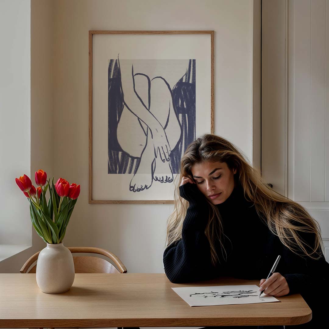 Elegante Lijntekening Vrouw – lijntekening poster in staand formaat