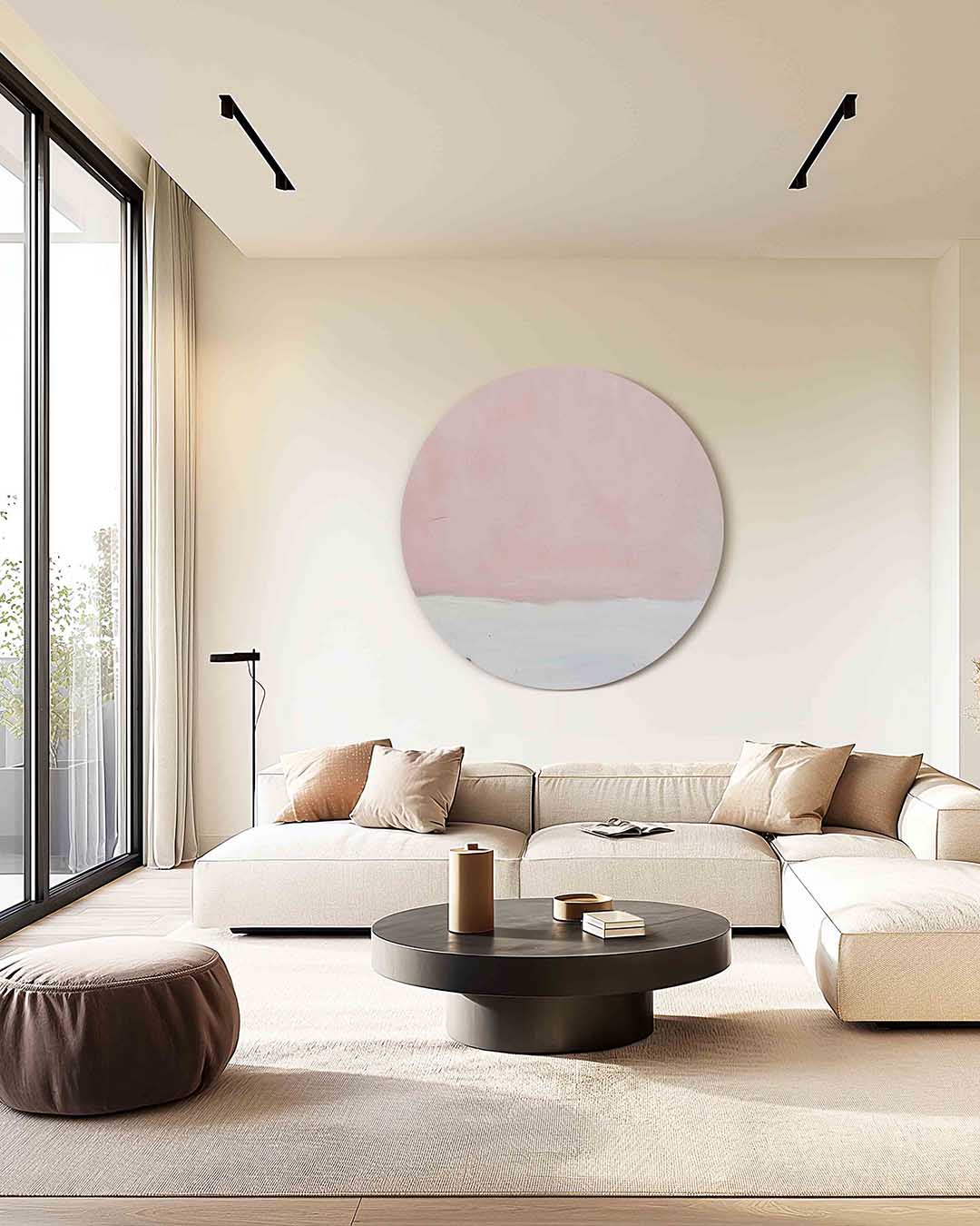 Roze en witte – kleurrijke muurcirkel als ronde wanddecoratie