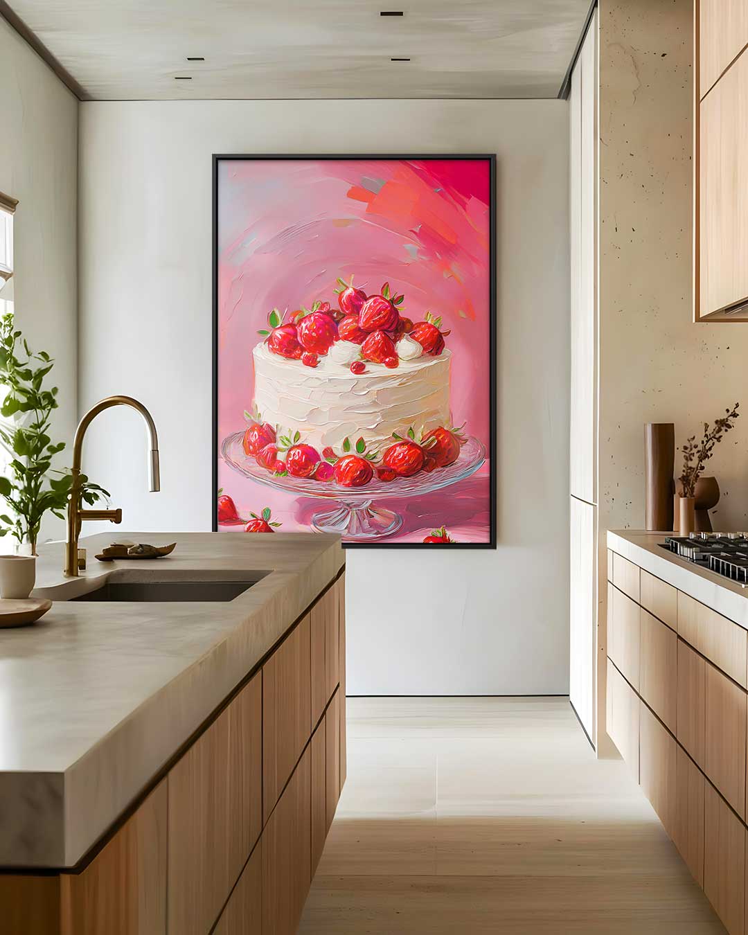 Aardbei Taart Kunstwerk – staand kunstwerk voor modern interieur