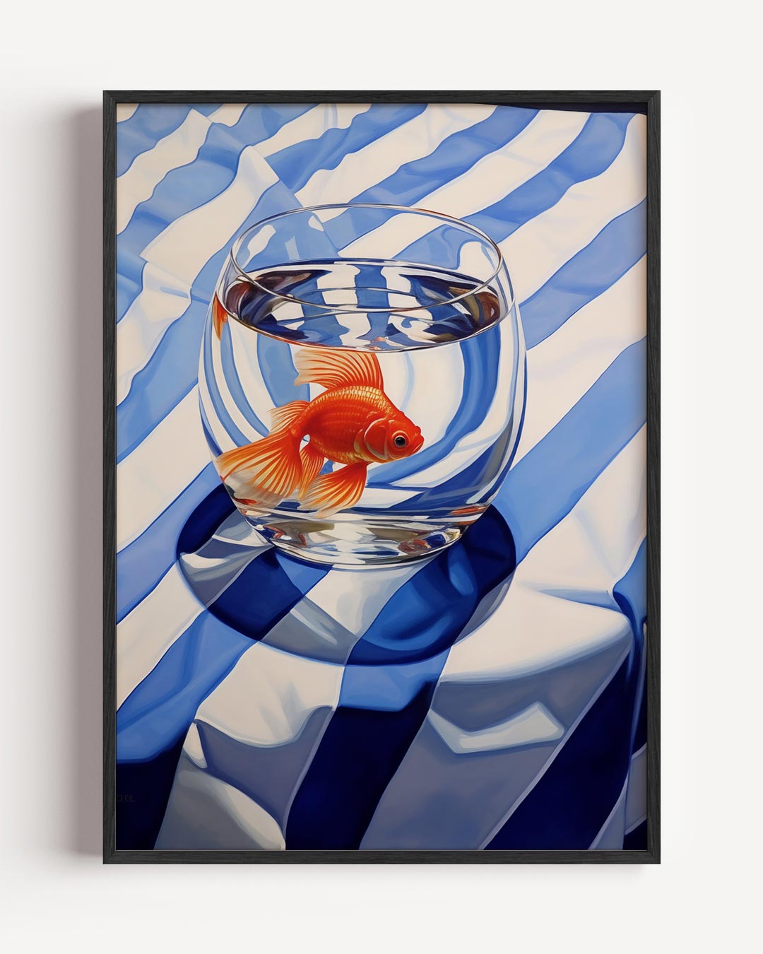 Goudvis op Stripes – dieren portret poster als wanddecoratie