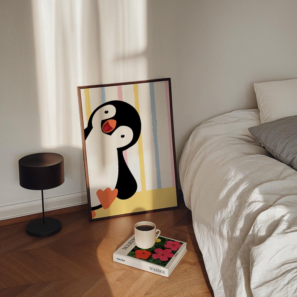 Vrolijke Pinguïn – staande kinderkamer wanddecoratie van WallArtistic