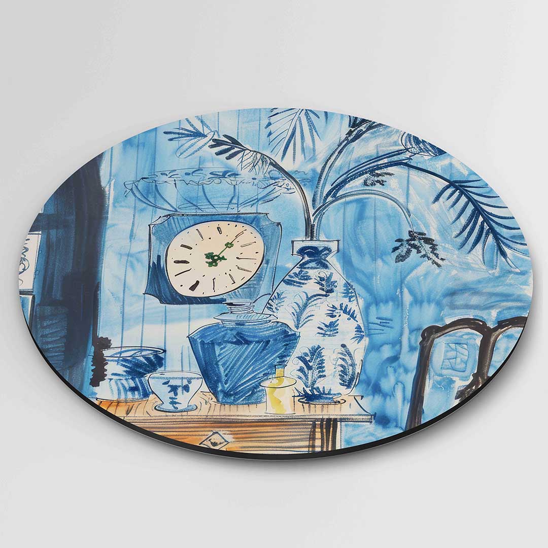 Blauwe interieur – ronde textuur wanddecoratie van WallArtistic