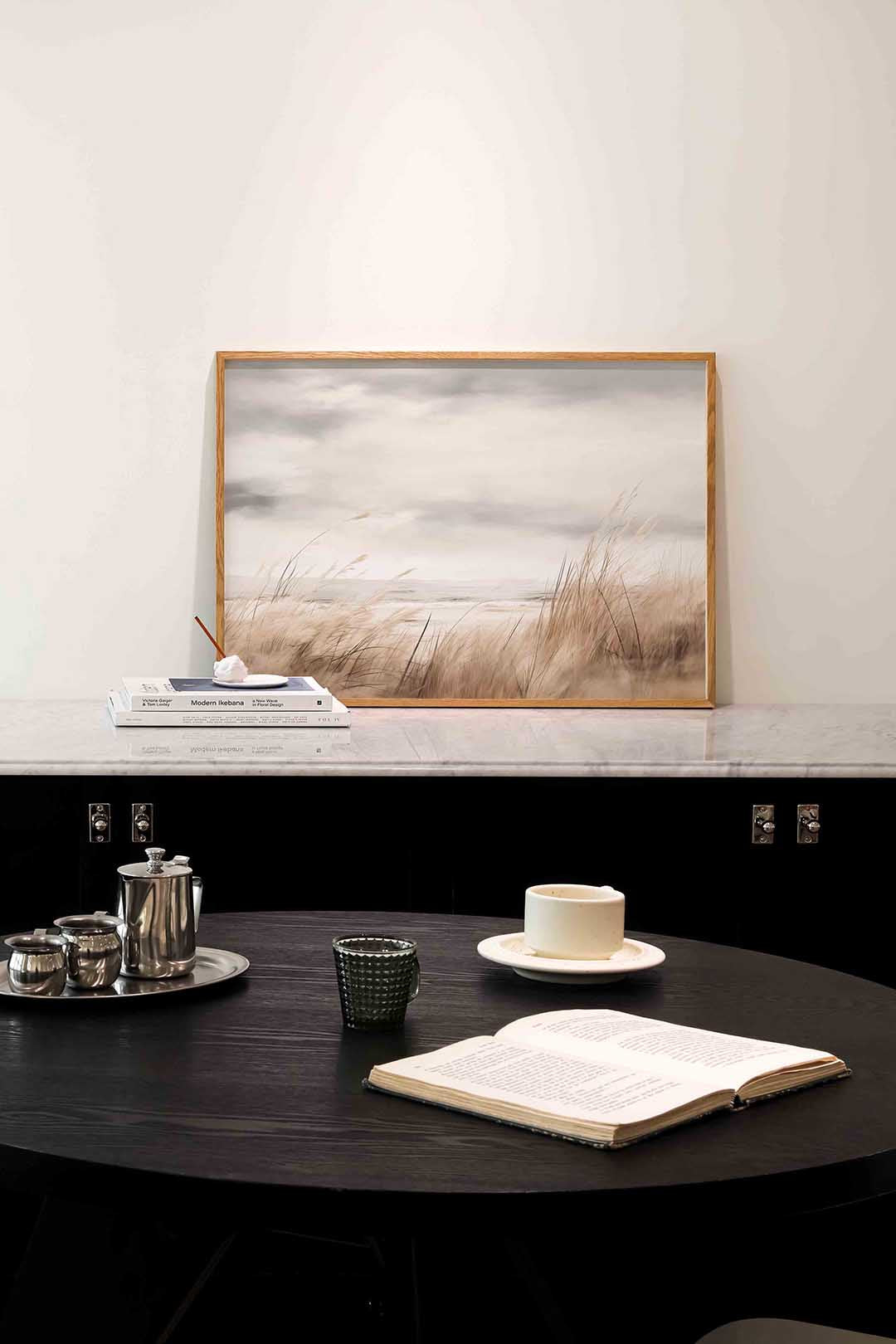 Duingras en lucht – abstracte poster in liggend formaat