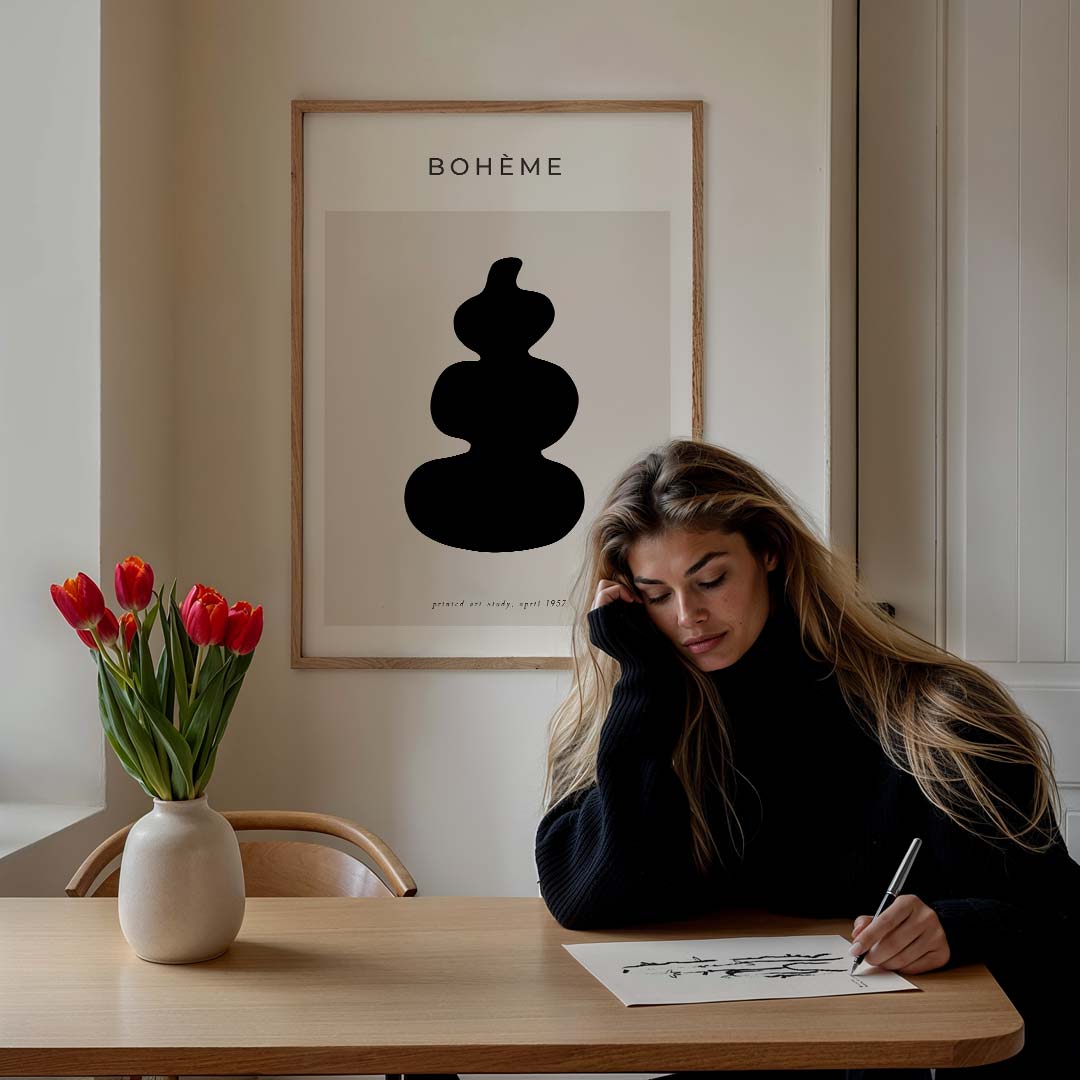 Minimalistische Boho Kunstposter – staande muurposter voor een modern interieur