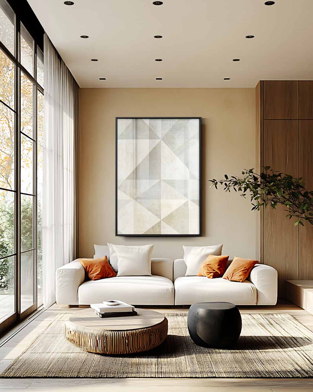 Geometrisch Rustiek Canvas – staand kunstwerk voor modern interieur