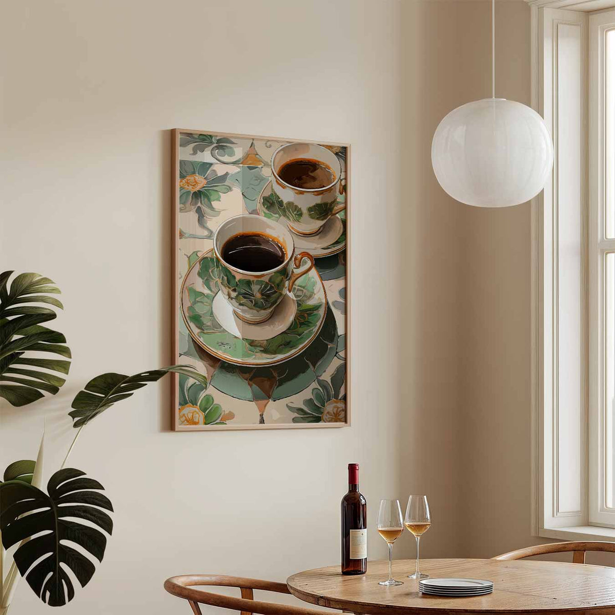 Sfeervolle Koffie Moment – keukenposter in staand formaat