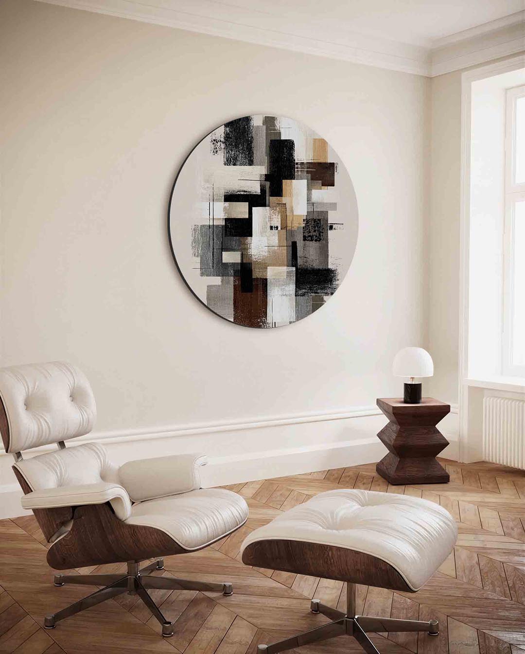 Abstracte rechthoeken – ronde wanddecoratie met abstract ontwerp