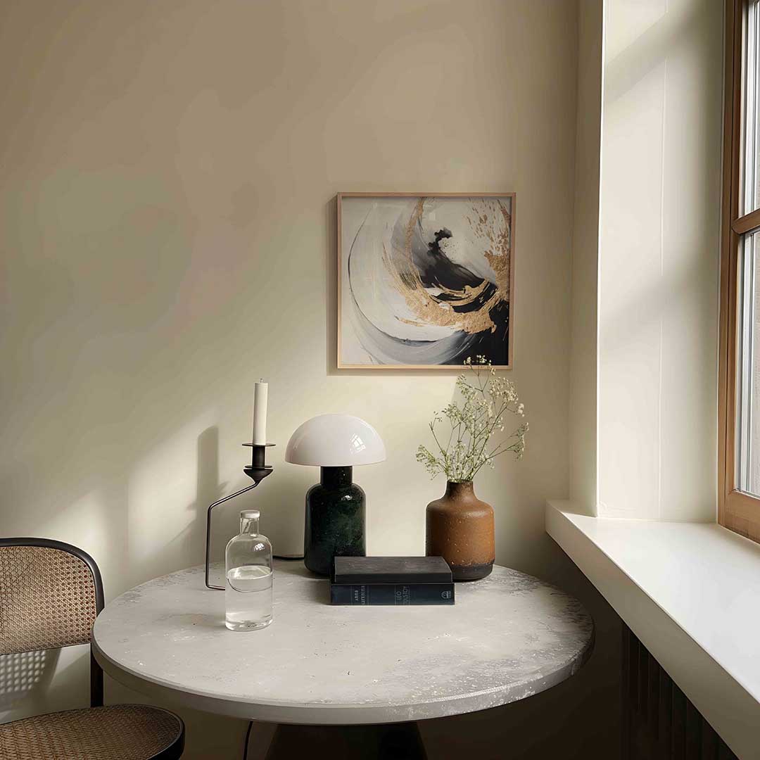 Abstracte zwart en goud – abstracte poster in vierkant formaat met zachte uitstraling