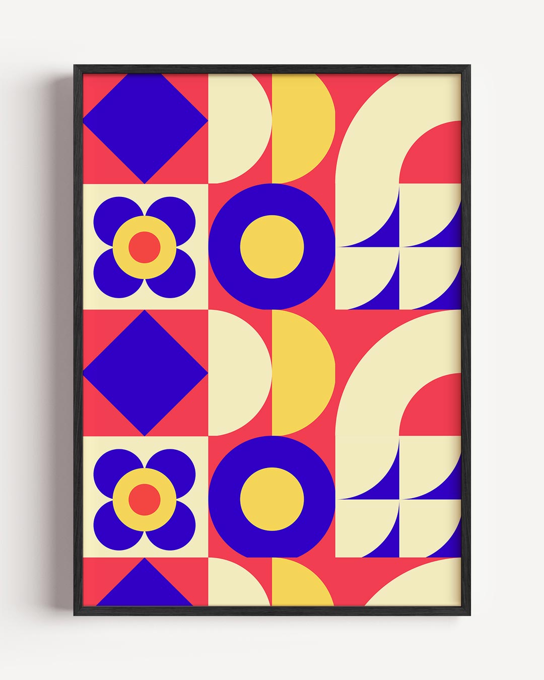 Retro Vibes Geometrische – kleurrijke abstracte portret poster als wanddecoratie