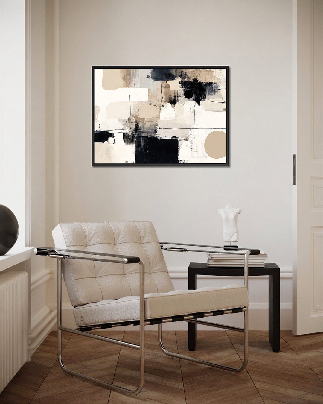 Geometrische vormen compositie – Beige – kunstwerk op canvas, dibond of plexiglas