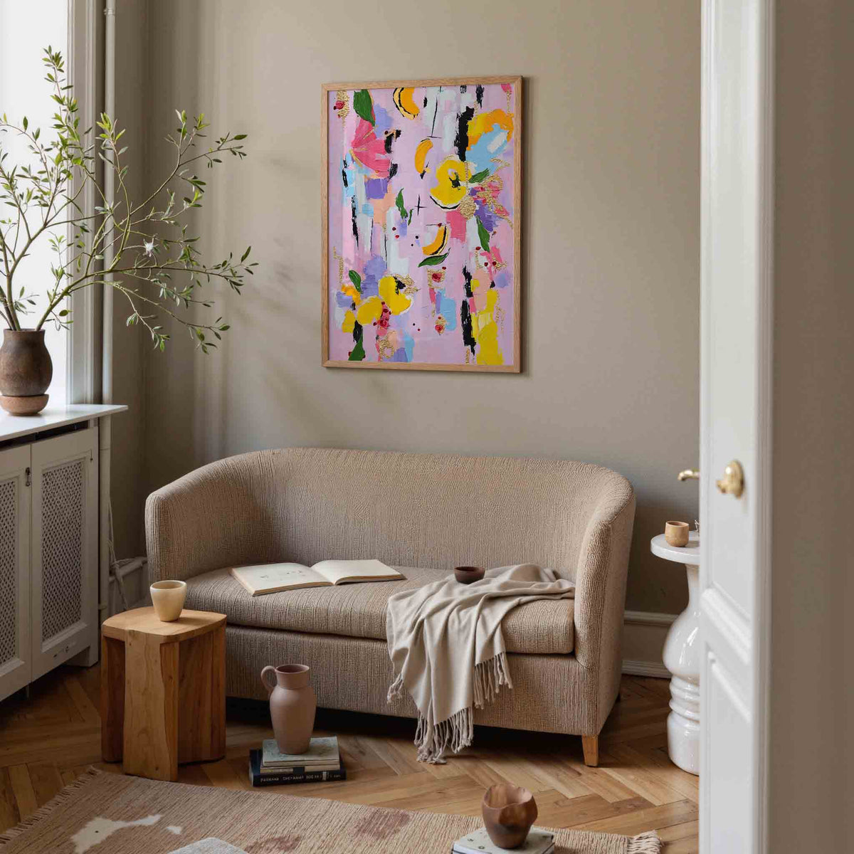 Abstracte bloemen en vormen – illustratie poster in staand formaat