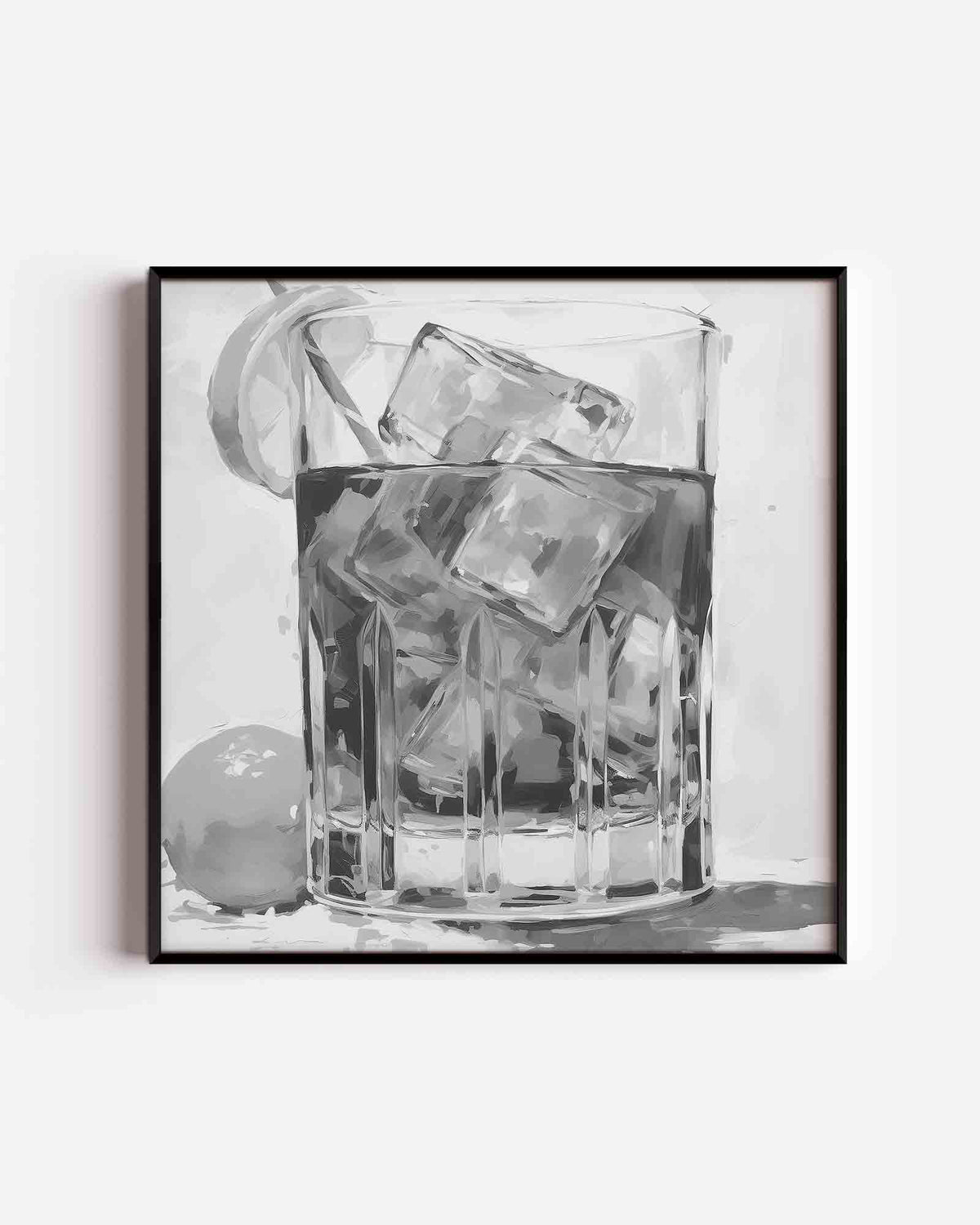 Glas met ijsblokjes – keuken vierkante poster als wanddecoratie