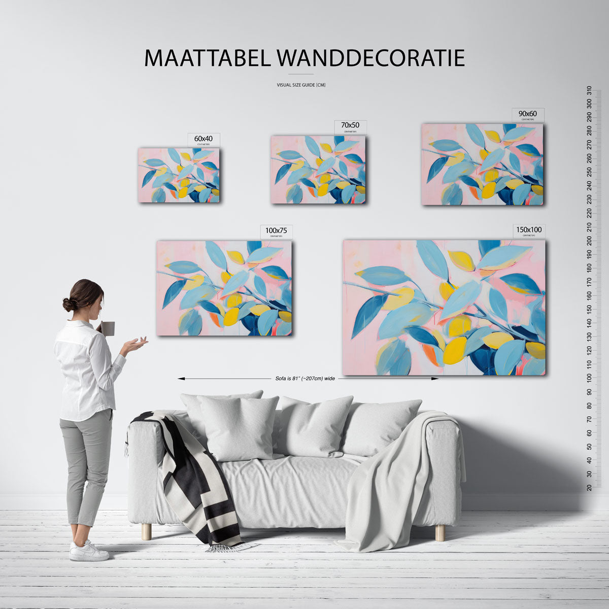 Vrolijke bladvormen – Modern kunstwerk – kunstwerk op canvas, dibond of plexiglas