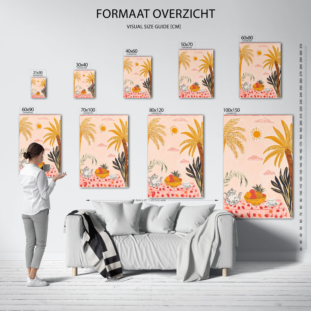 Tropische tafel met fruit – staande muurposter met jungle thema