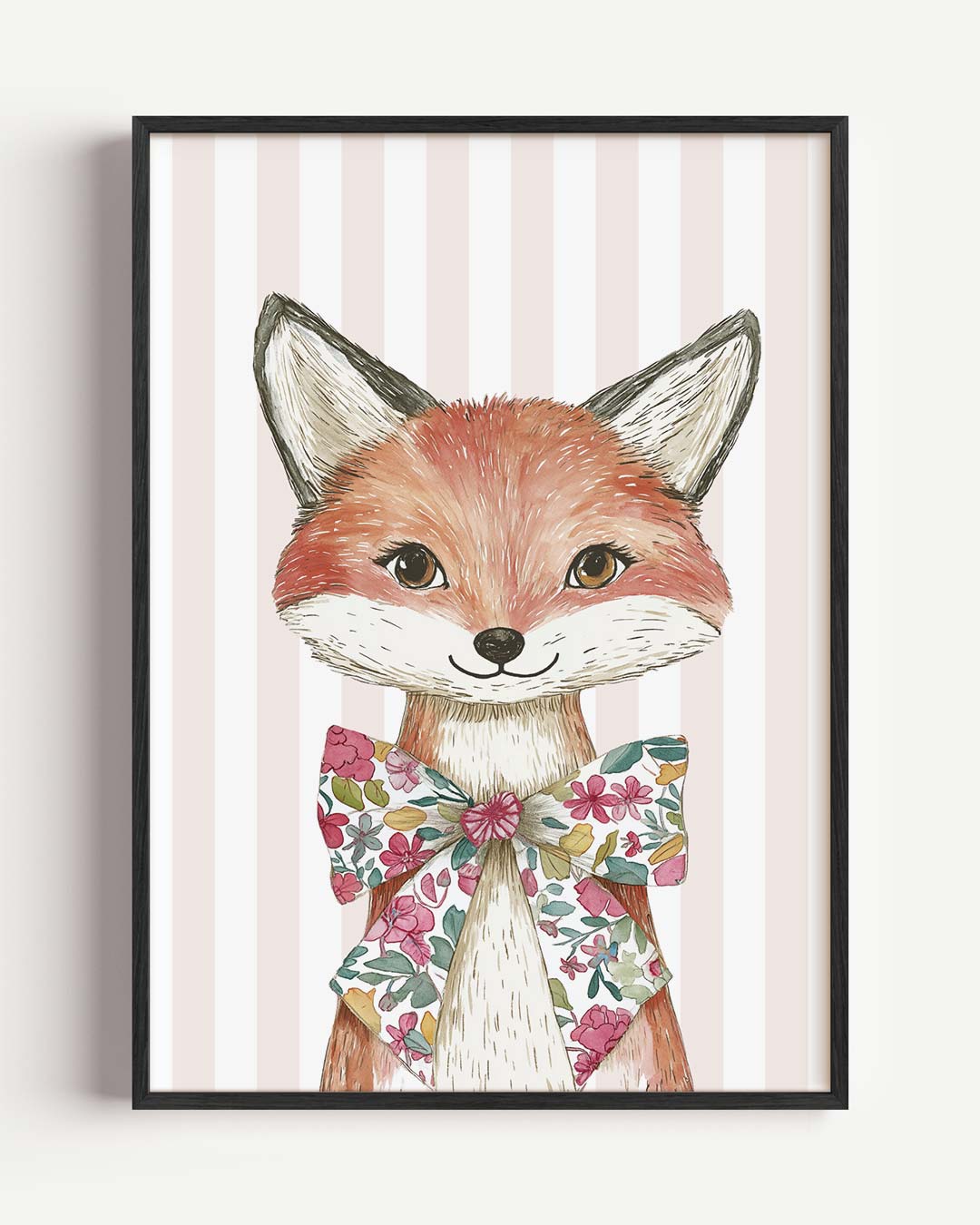 Vrolijke Vos Met Strik – kids portret poster als wanddecoratie