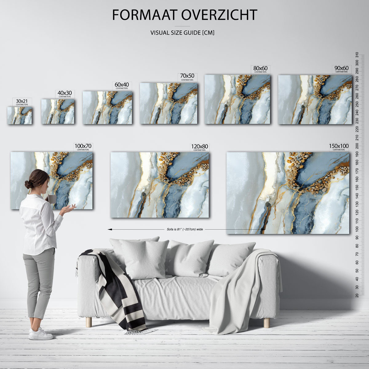 Abstracte stenen en lijnen – liggende muurposter met abstracte vormen
