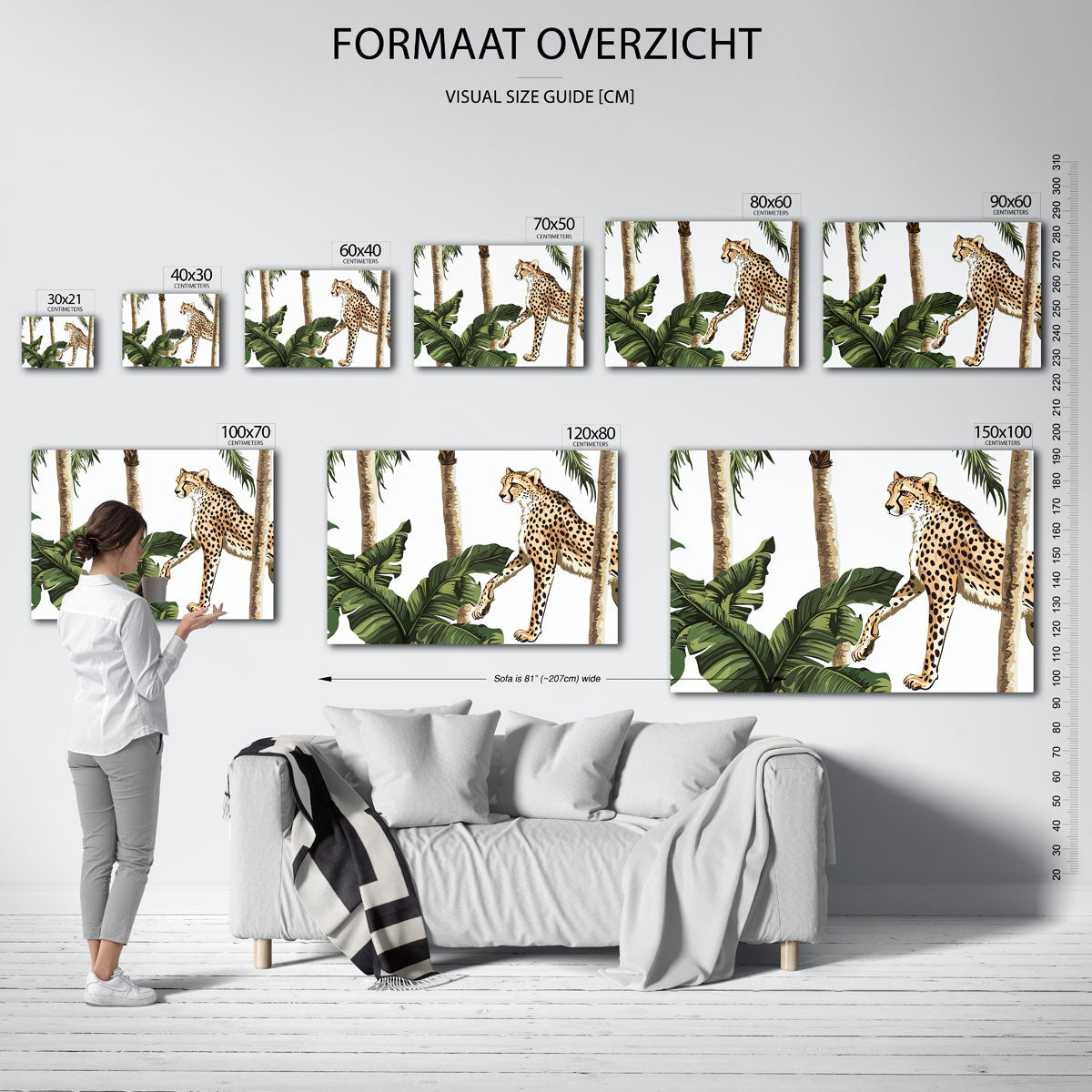 Luipaard en palmbomen – liggende muurposter met jungle thema