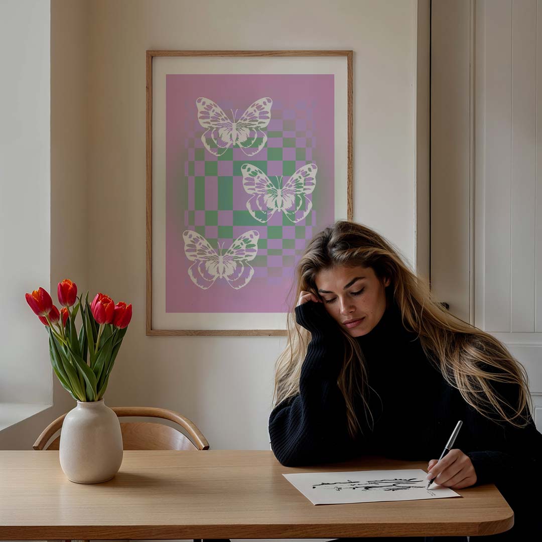 Vlinderparadijs – staande muurposter voor een modern interieur