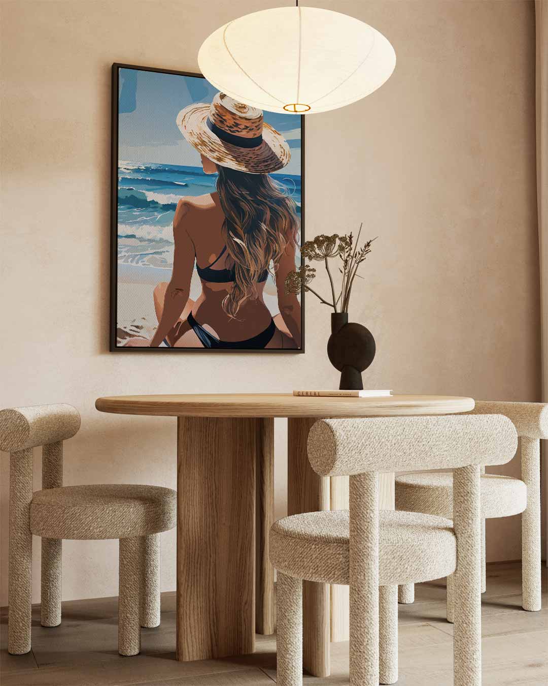 Zomers Stranduitzicht – staand kunstwerk voor modern interieur