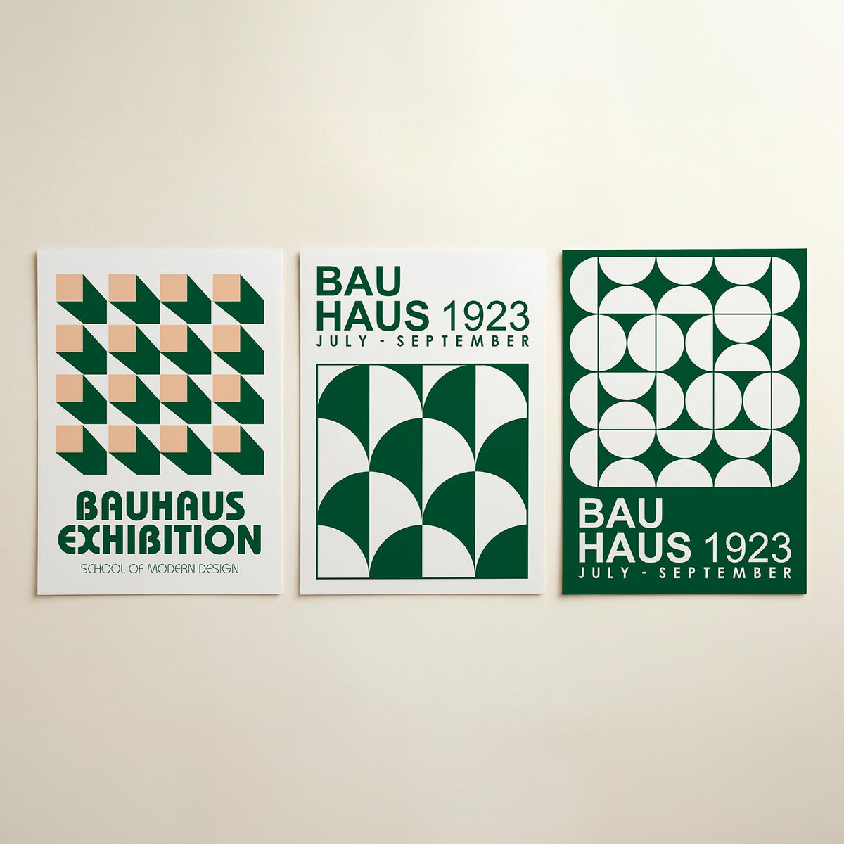 Vorm en schaduw posterset – detailweergave – deze posterset in drie delen toont een ritmisch patroon van vierkante