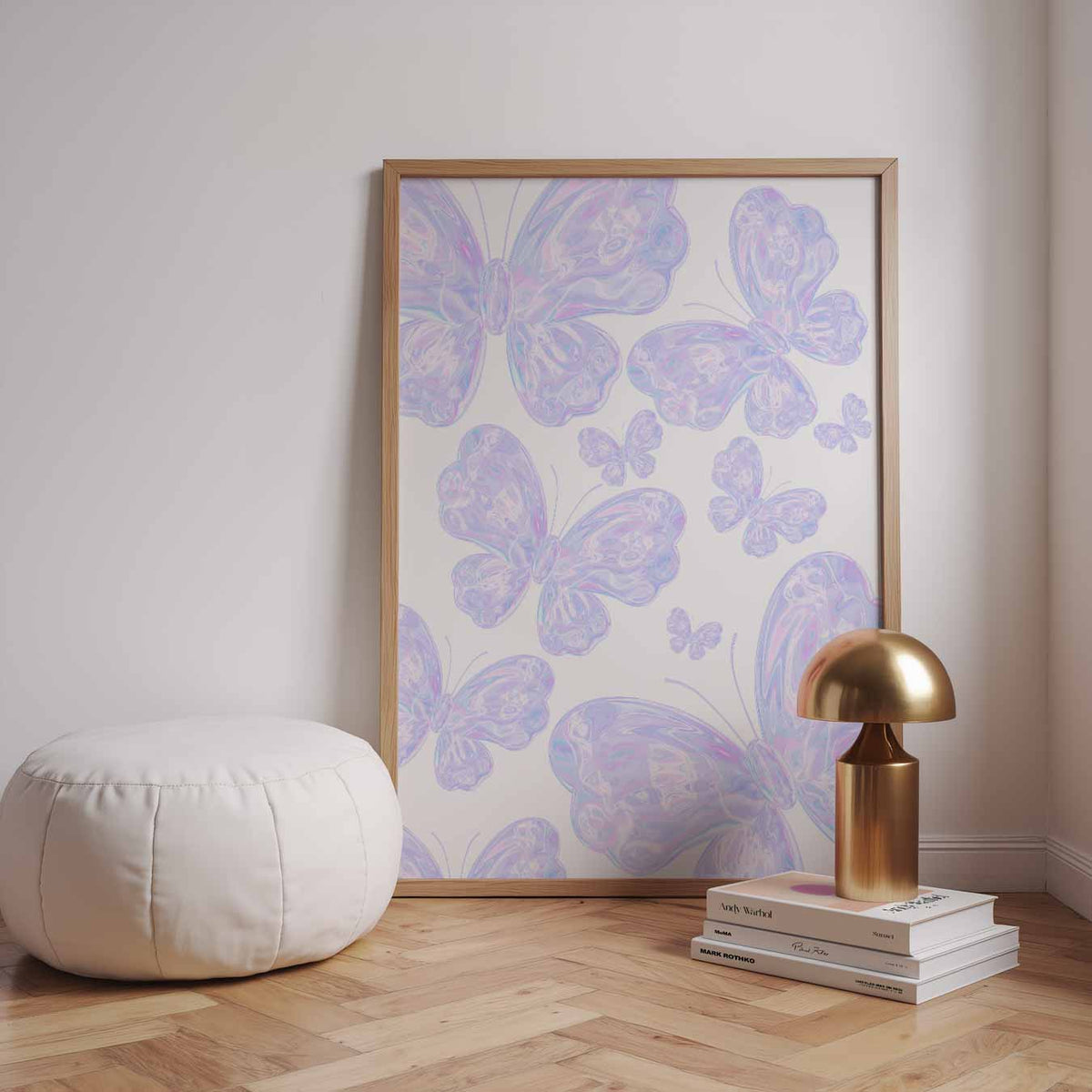 Vlinders in Pasteltinten – staande zomer wanddecoratie van WallArtistic