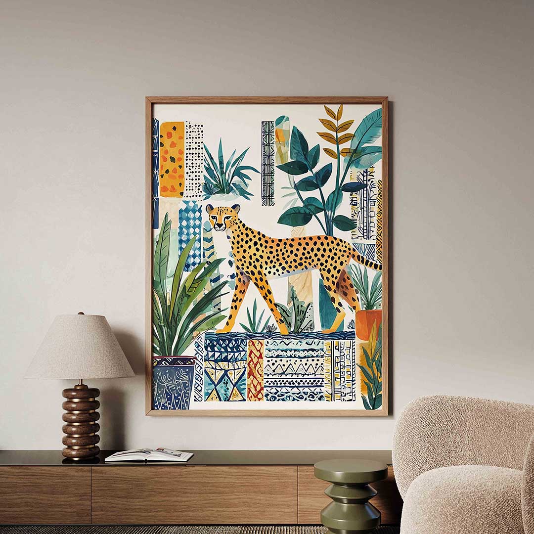 Luipaard en planten – dieren poster in staand formaat