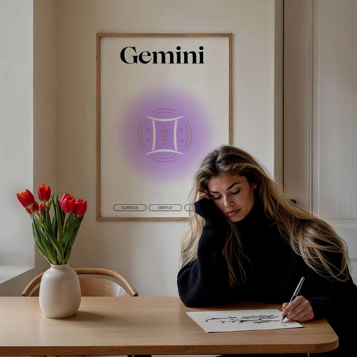 Zodiac Gemini – mindful portret poster, afbeelding 7