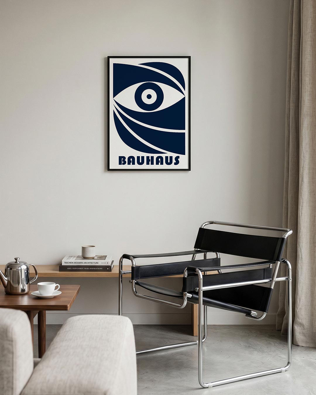 Oog en lijnen – geometrische Bauhaus poster in staand formaat