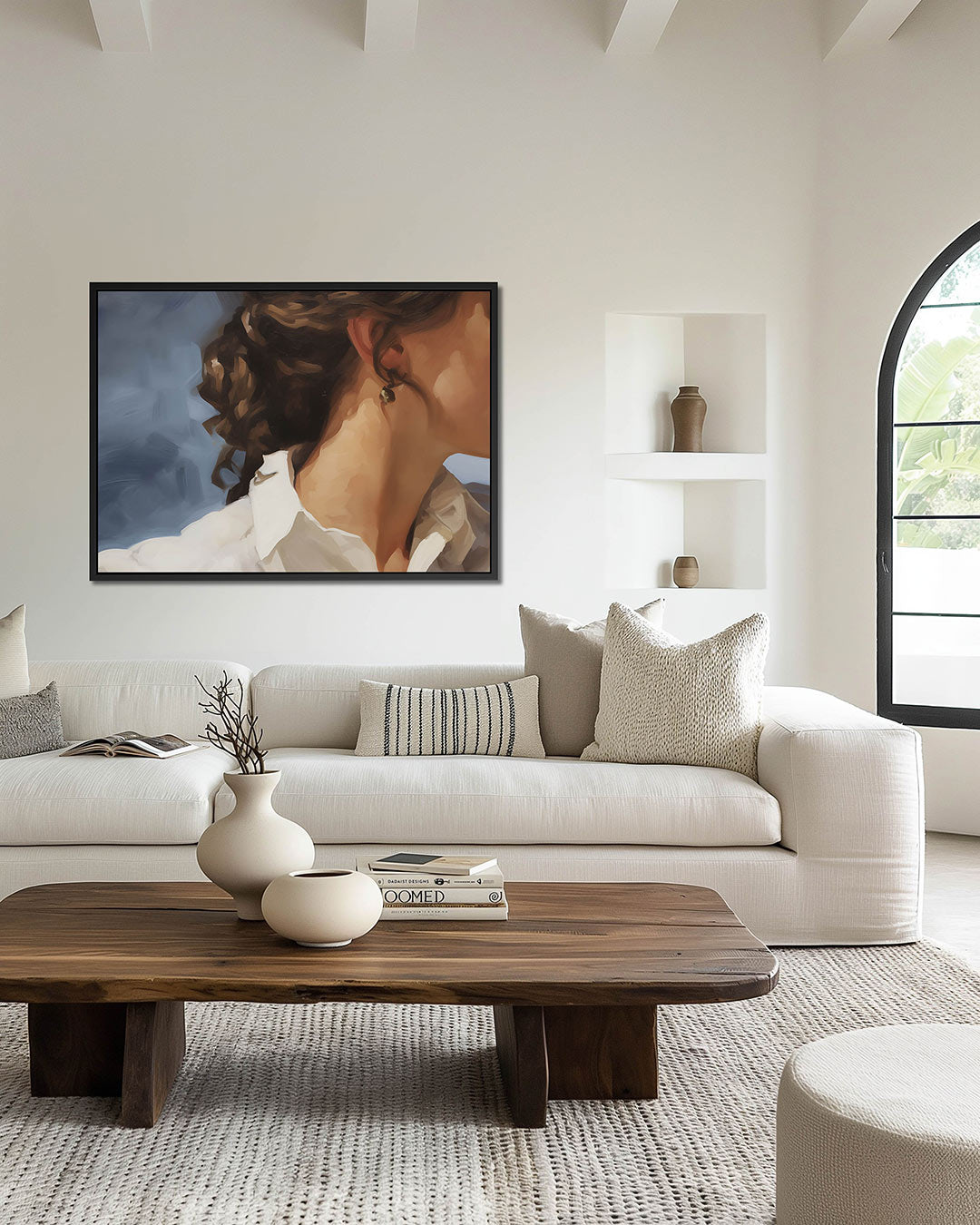 Portret in blauwtinten – wanddecoratie in interieur