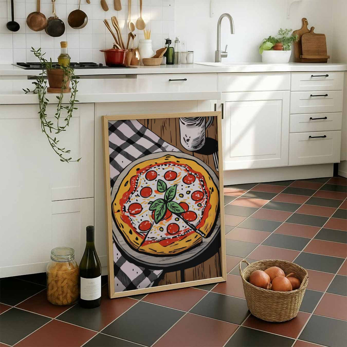 Pizza Illustratie – staande muurposter voor keuken of eethoek
