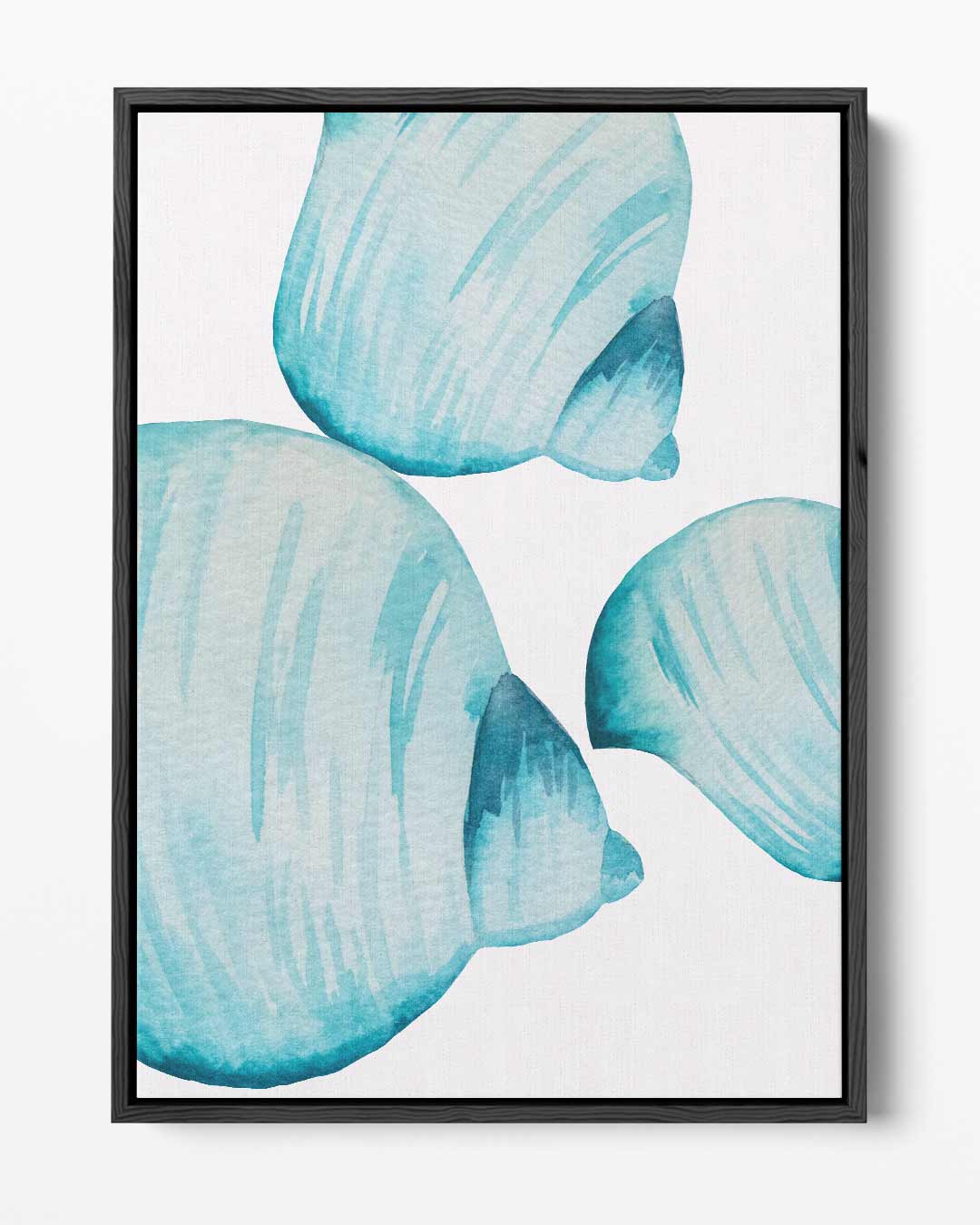 Blauwe schelpen – portret kunstwerk als wanddecoratie