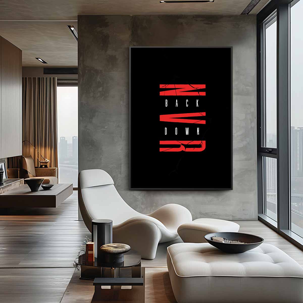 Never Back Down – plexiglas wanddecoratie in portret formaat