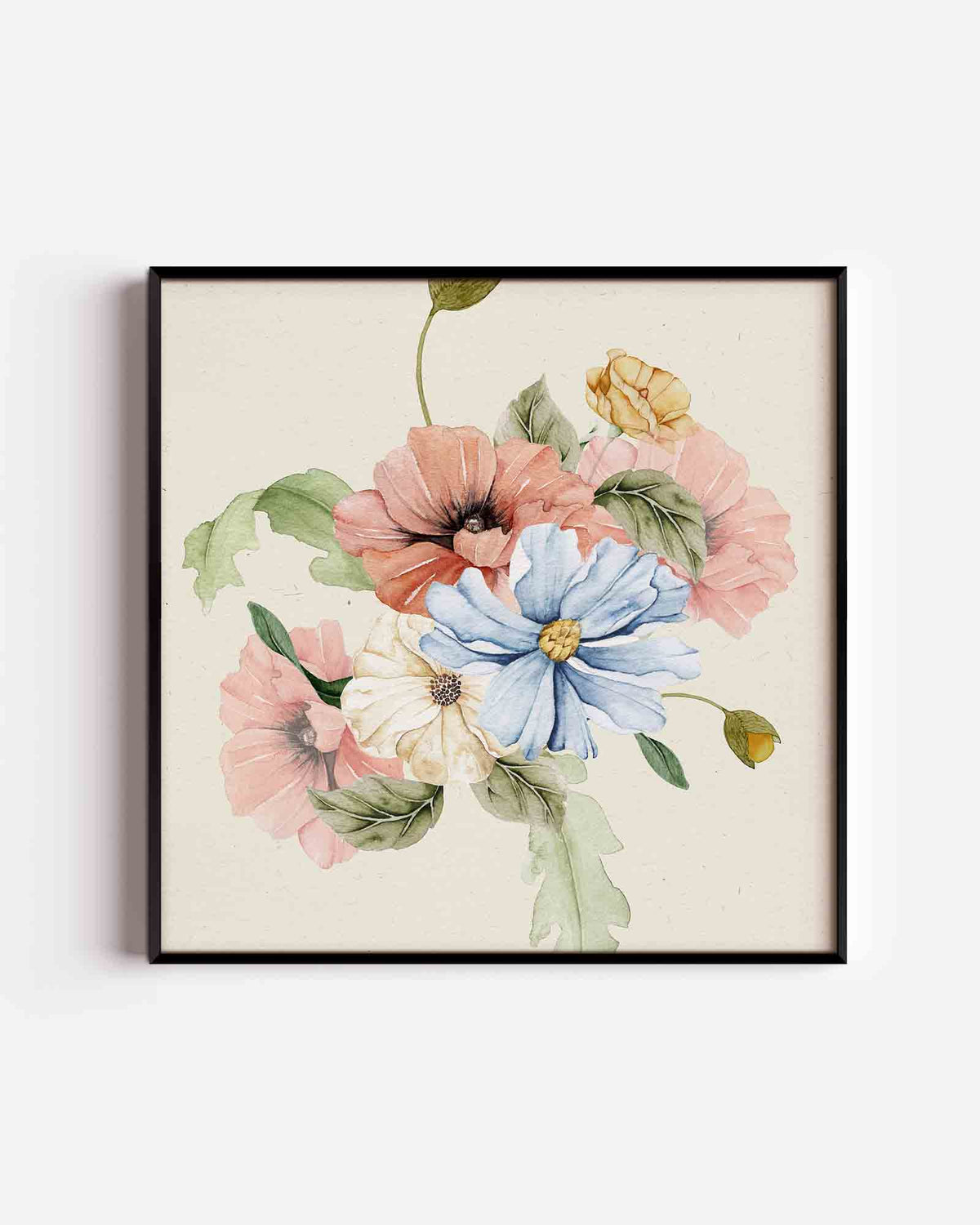 Bloemenboeket – vierkante poster met kleur en vormen als wanddecoratie