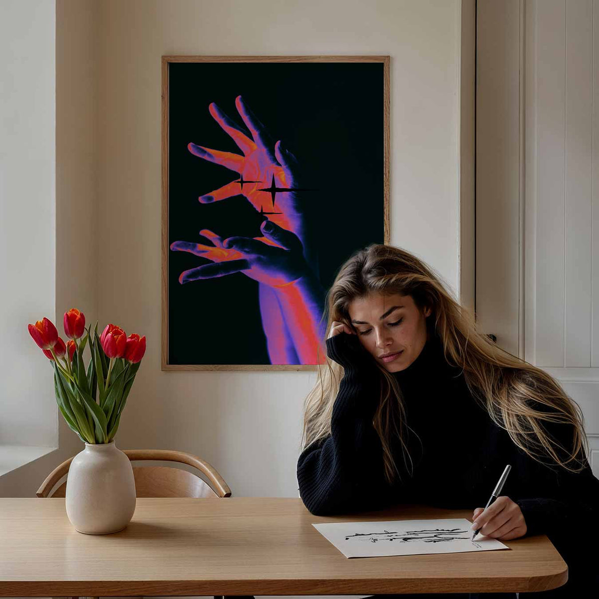 Neon Handen – Popart poster als moderne urban wanddecoratie