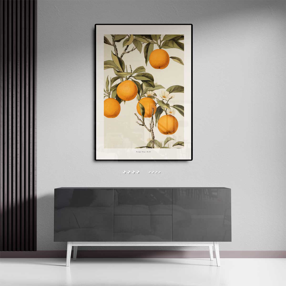 Vintage Sinaasappel Illustratie – canvas kunstwerk als wanddecoratie