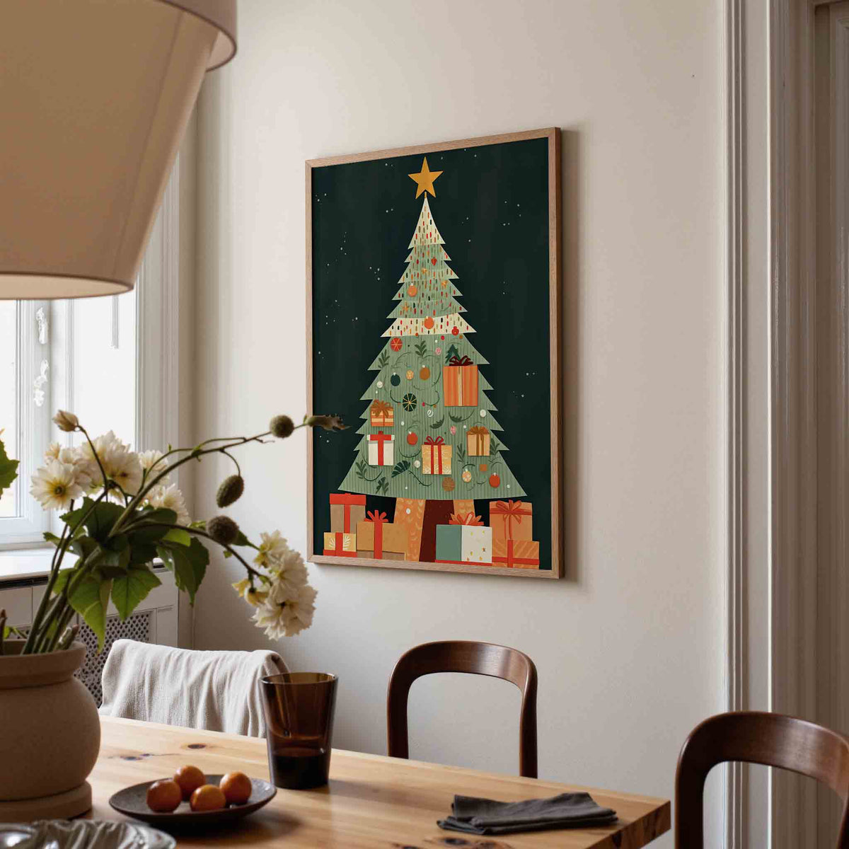 Kerstboom met cadeaus – kerstposter in staand formaat