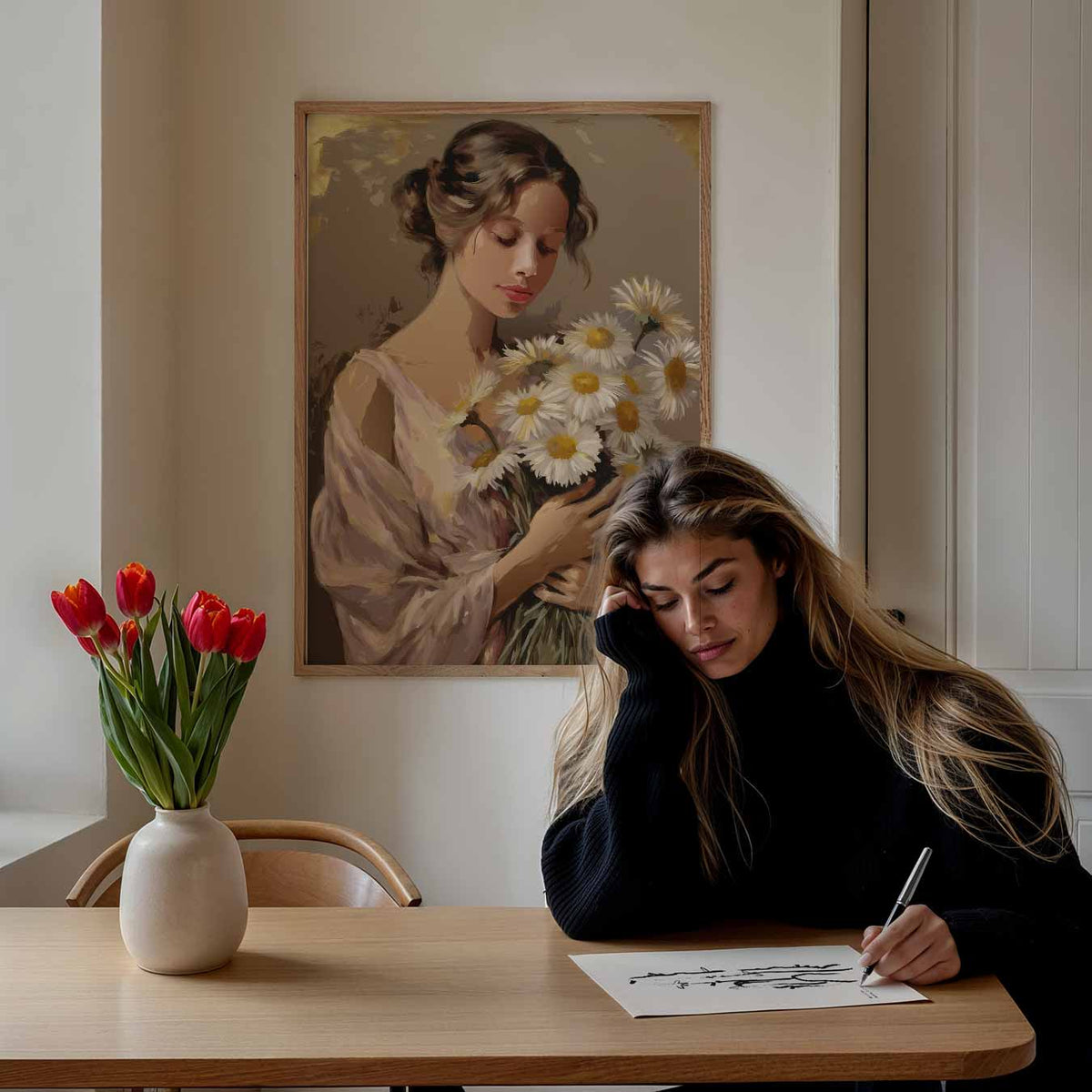 Lente Sfeer Met Margrieten – paasposter in staand formaat