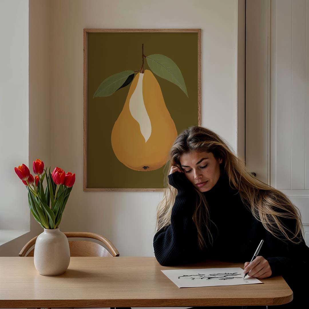 Stijlvolle Perzik – culinaire wandkunst als portret poster