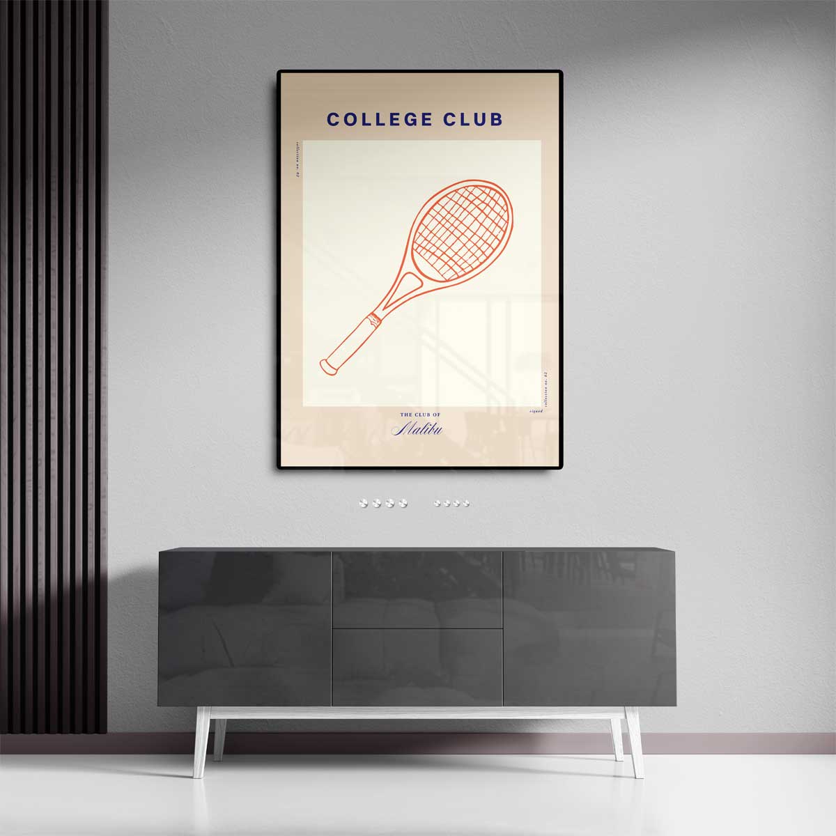 Retro Tennis Racket Poster – dibond kunstwerk als wanddecoratie