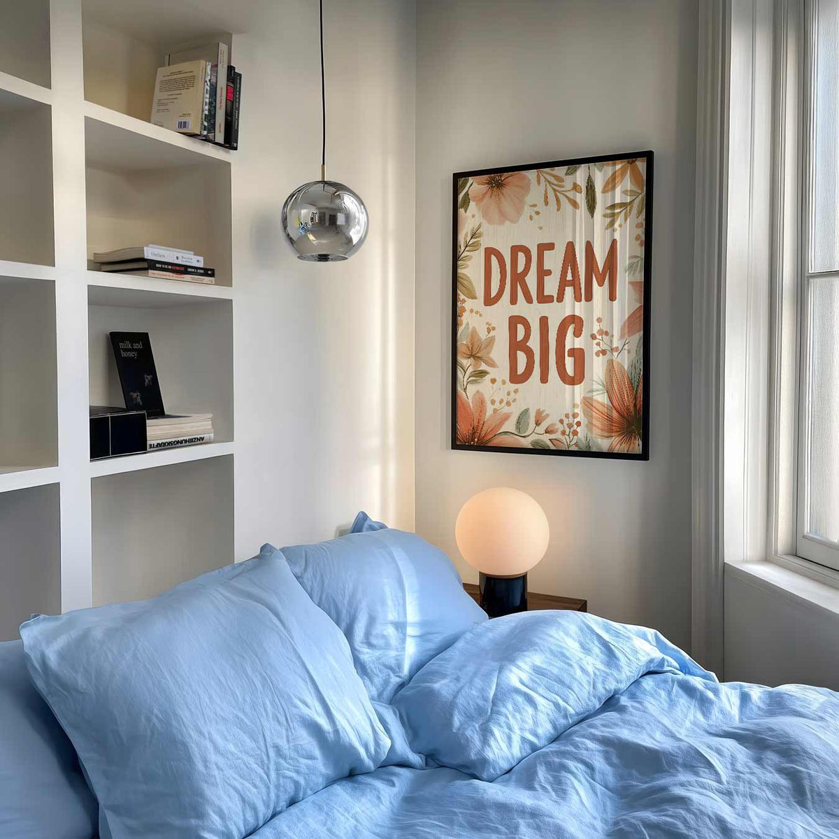 Dream Big Bloemenposter – staande muurposter voor de kinderkamer