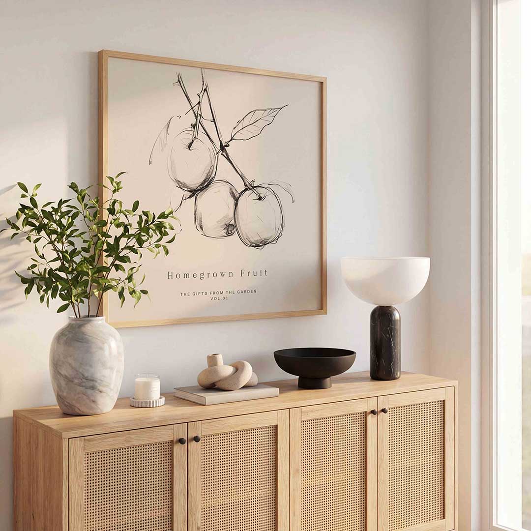 Homegrown fruit – kleurrijke poster in vierkant formaat
